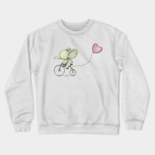 Cute Elephant riding his bike Crewneck Sweatshirt